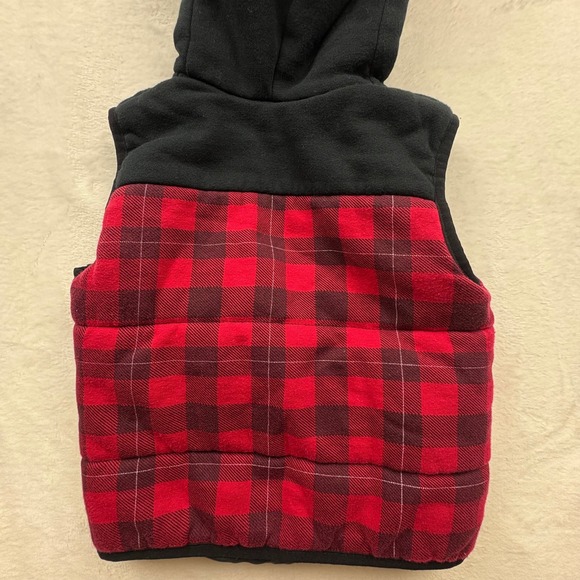 Disney‎ Mickey Mouse Toddler 3T Vest Red Plaid Hooded Sherpa Lined Cozy Playful - Picture 11 of 12